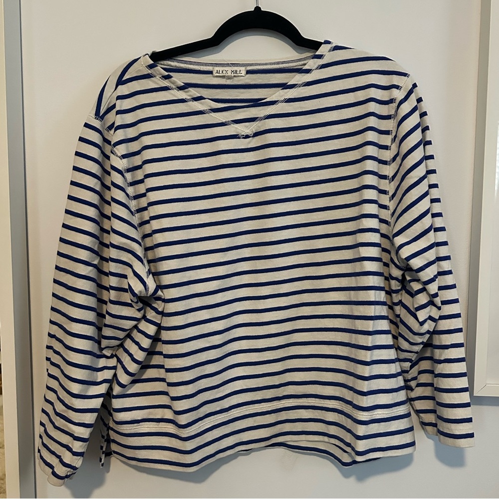 Alex Mill Beachside Tee in blue and white size M/L